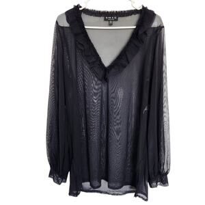 SHAN Swimsuit Cover-up Black Sheer 14 Beach Resortwear Vacation Coastal‎ Summer